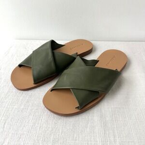 NEW Everlane The Day Crossover Sandal Olive Green Leather Slide Women 7 Brazil